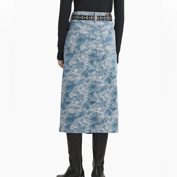 RAG & BONE Skirt Denim NWT Midi SId Jacquard Blue Size 24 XS - Picture 5 of 13